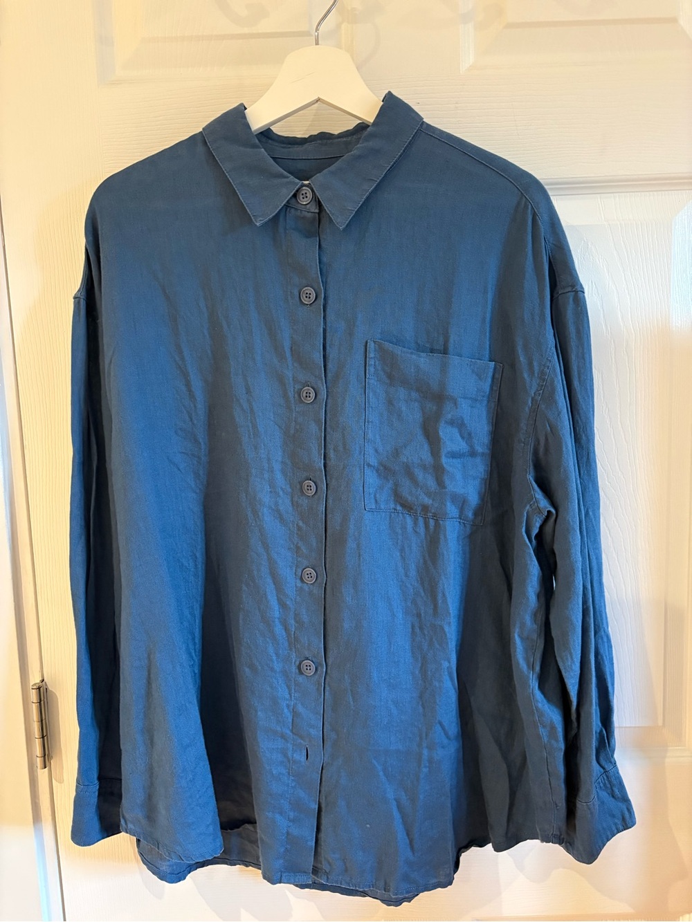 Simons Blue Button-Up Pocket Blouse